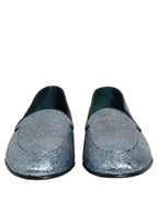 Blue Glitter Lurex DG Logo Dress Loafers Shoes