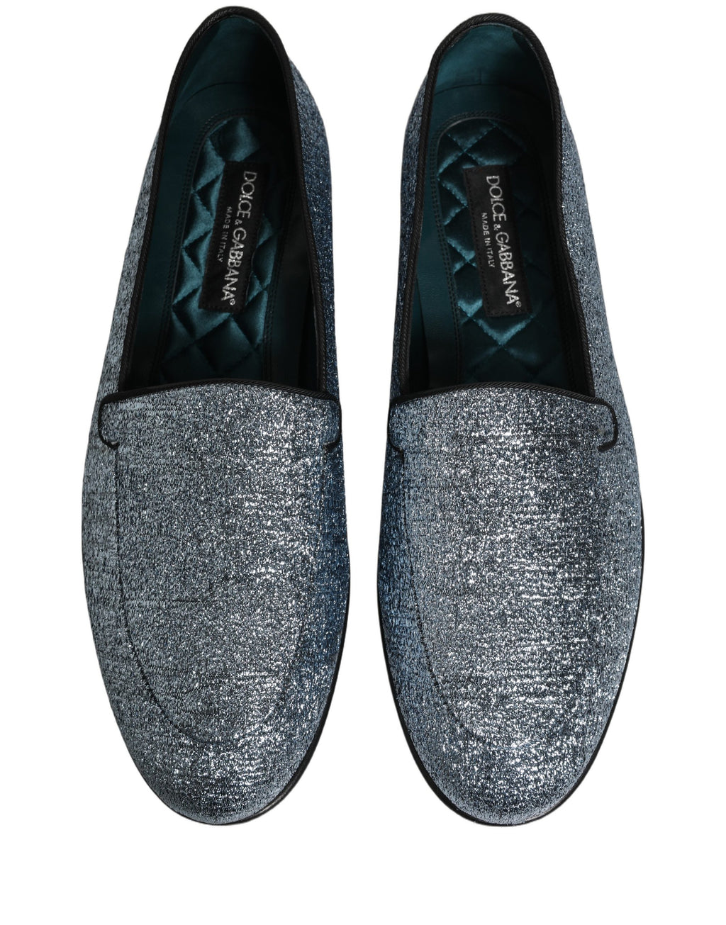 Blue Glitter Lurex DG Logo Dress Loafers Shoes