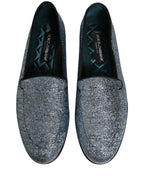 Blue Glitter Lurex DG Logo Dress Loafers Shoes