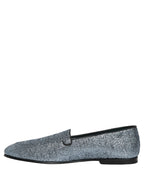 Blue Glitter Lurex DG Logo Dress Loafers Shoes