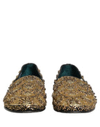 Gold Sequin Embellished Dress Loafers Shoes