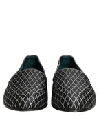 Black Velvet Diamond Stitched Loafers Shoes