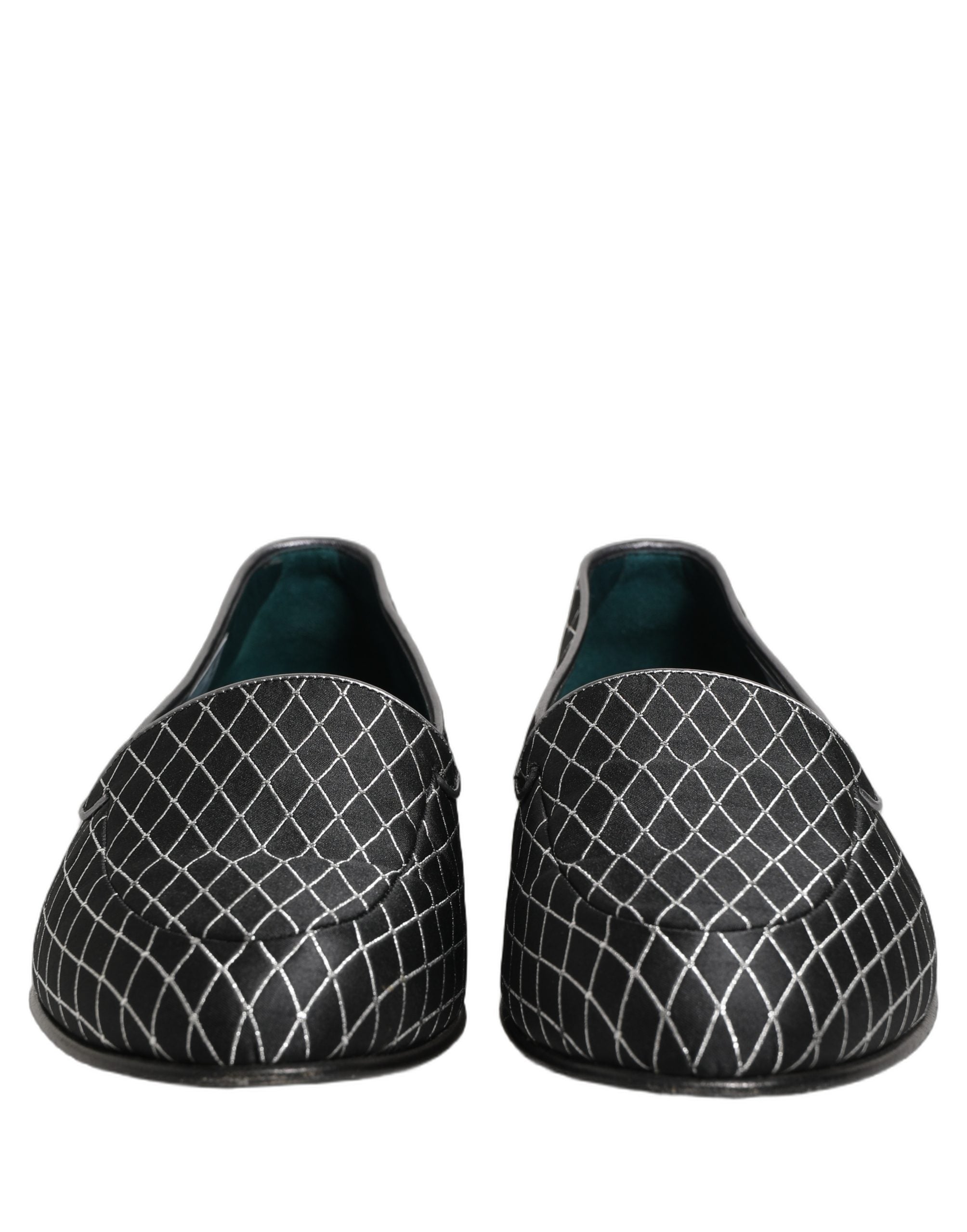 Black Velvet Diamond Stitched Loafers Shoes
