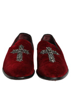 Maroon Suede Cross Slip On Dress Loafers Shoes