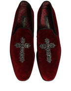 Maroon Suede Cross Slip On Dress Loafers Shoes