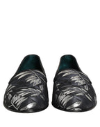 Black Leaf Embroidery Dress Men Loafers Shoes