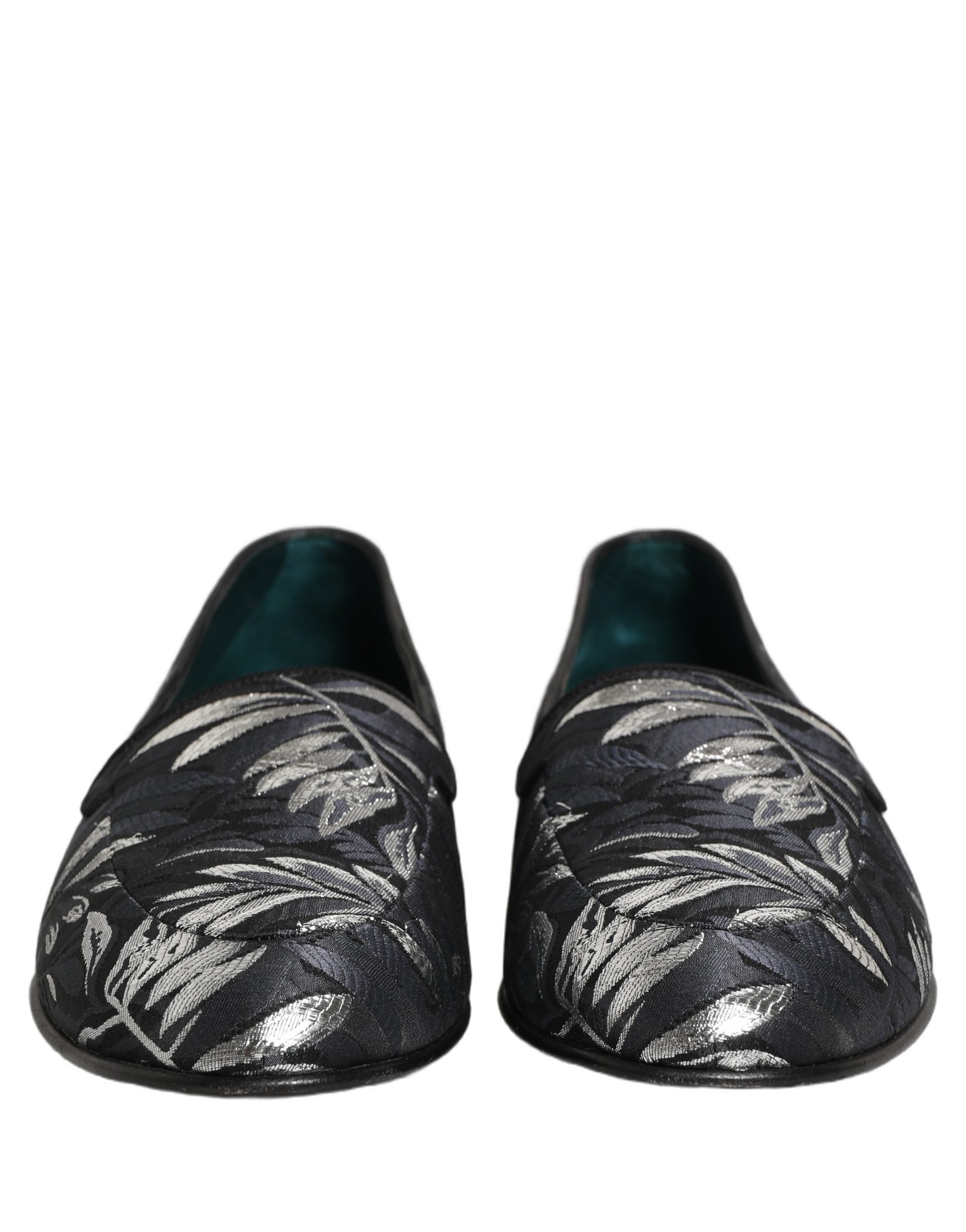 Black Leaf Embroidery Dress Men Loafers Shoes