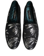 Black Leaf Embroidery Dress Men Loafers Shoes