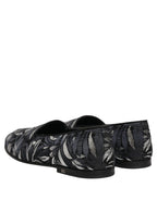 Black Leaf Embroidery Dress Men Loafers Shoes
