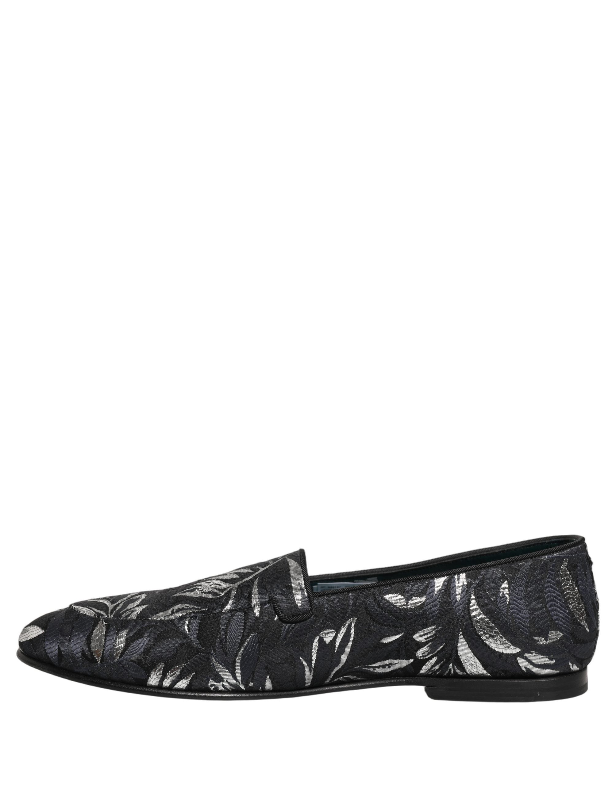 Black Leaf Embroidery Dress Men Loafers Shoes