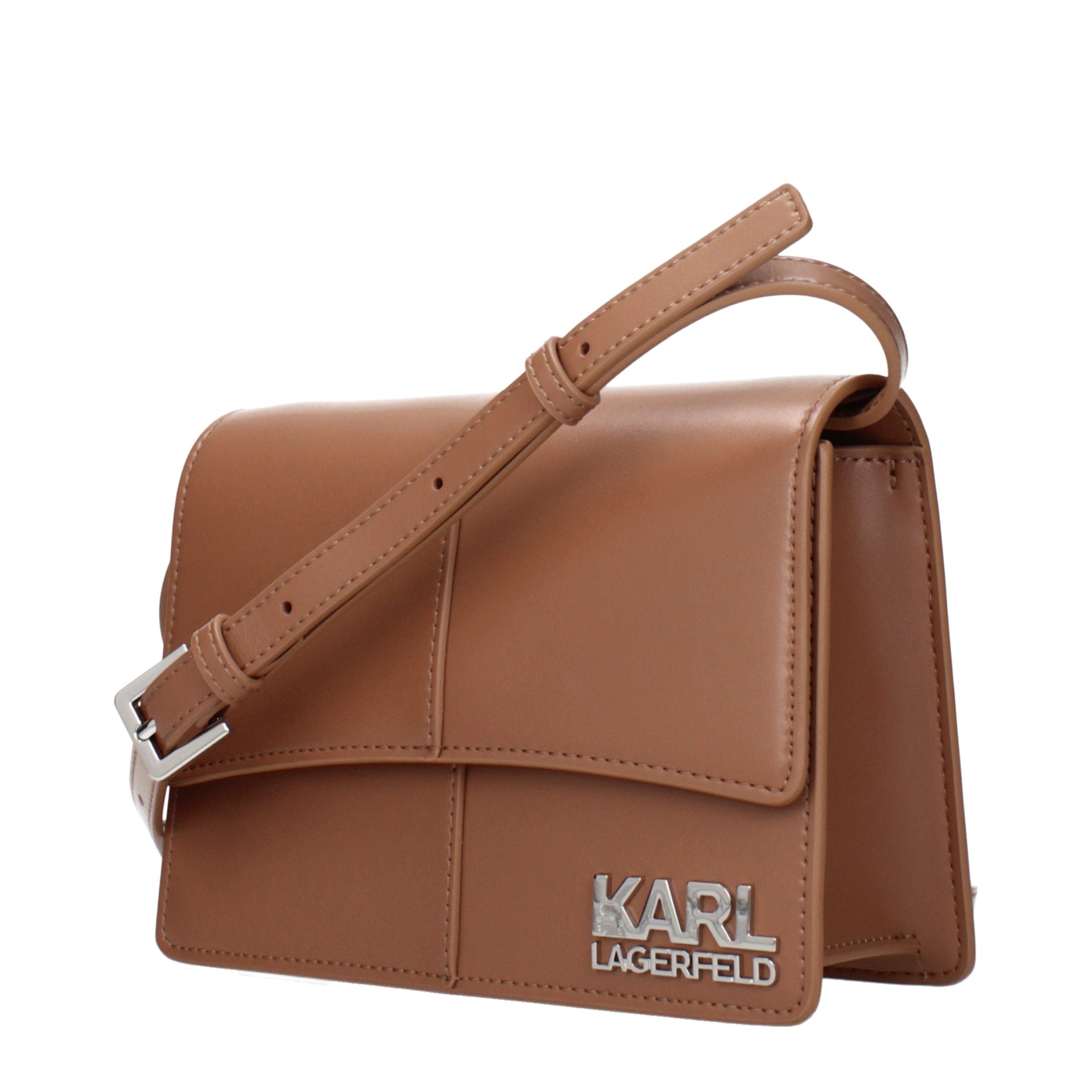 Brown Polyethylene Crossbody Bag