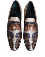 Multicolor Fruit Print Velvet Loafers Shoes