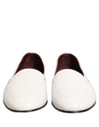 White Leather Logo Slip On Men Loafers Shoes