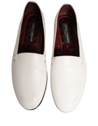 White Leather Logo Slip On Men Loafers Shoes