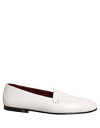 White Leather Logo Slip On Men Loafers Shoes