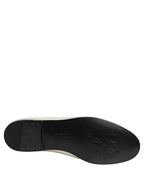 White Satin Logo Slip On Flats Loafers Shoes