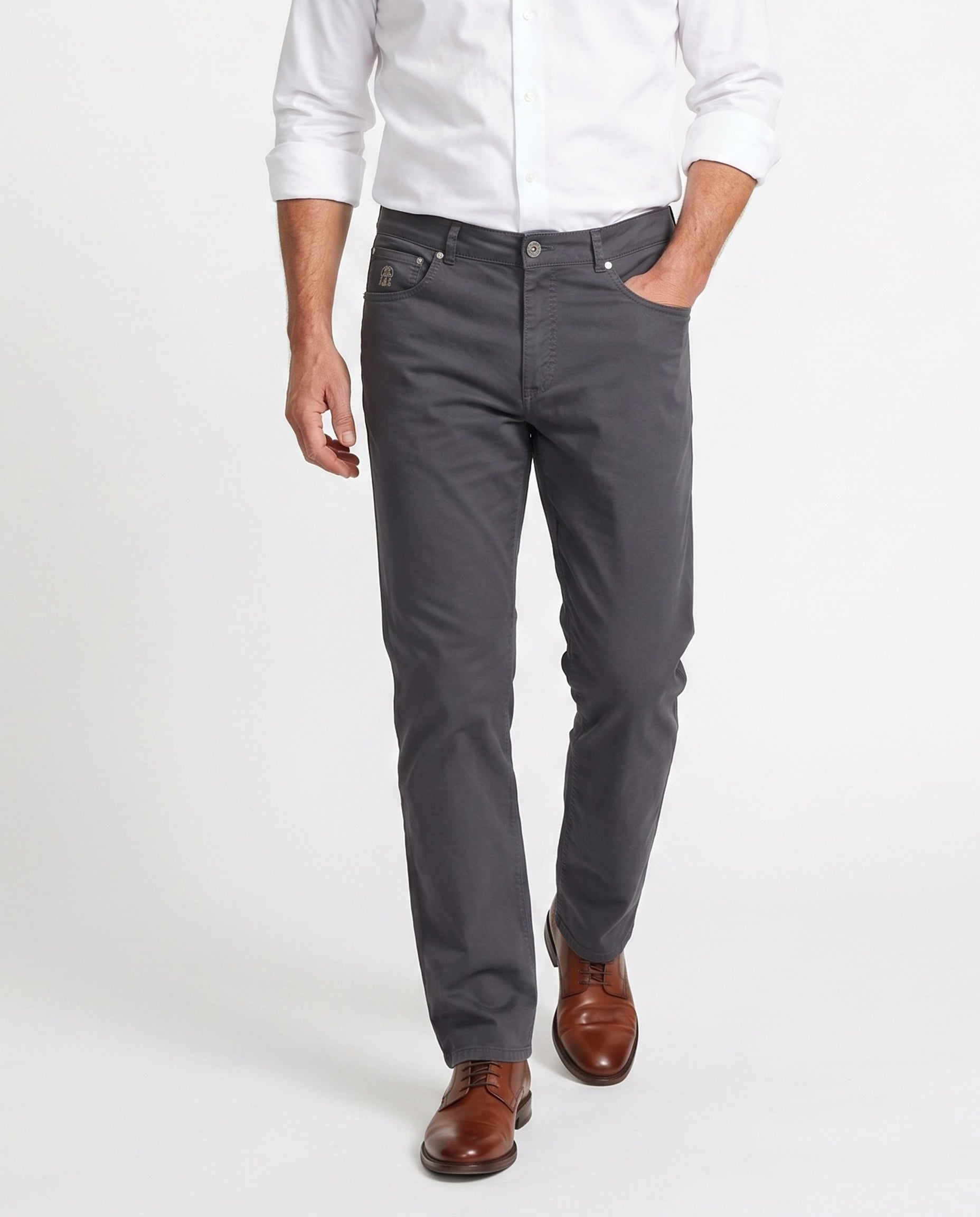 Gray Cotton Casual Pants