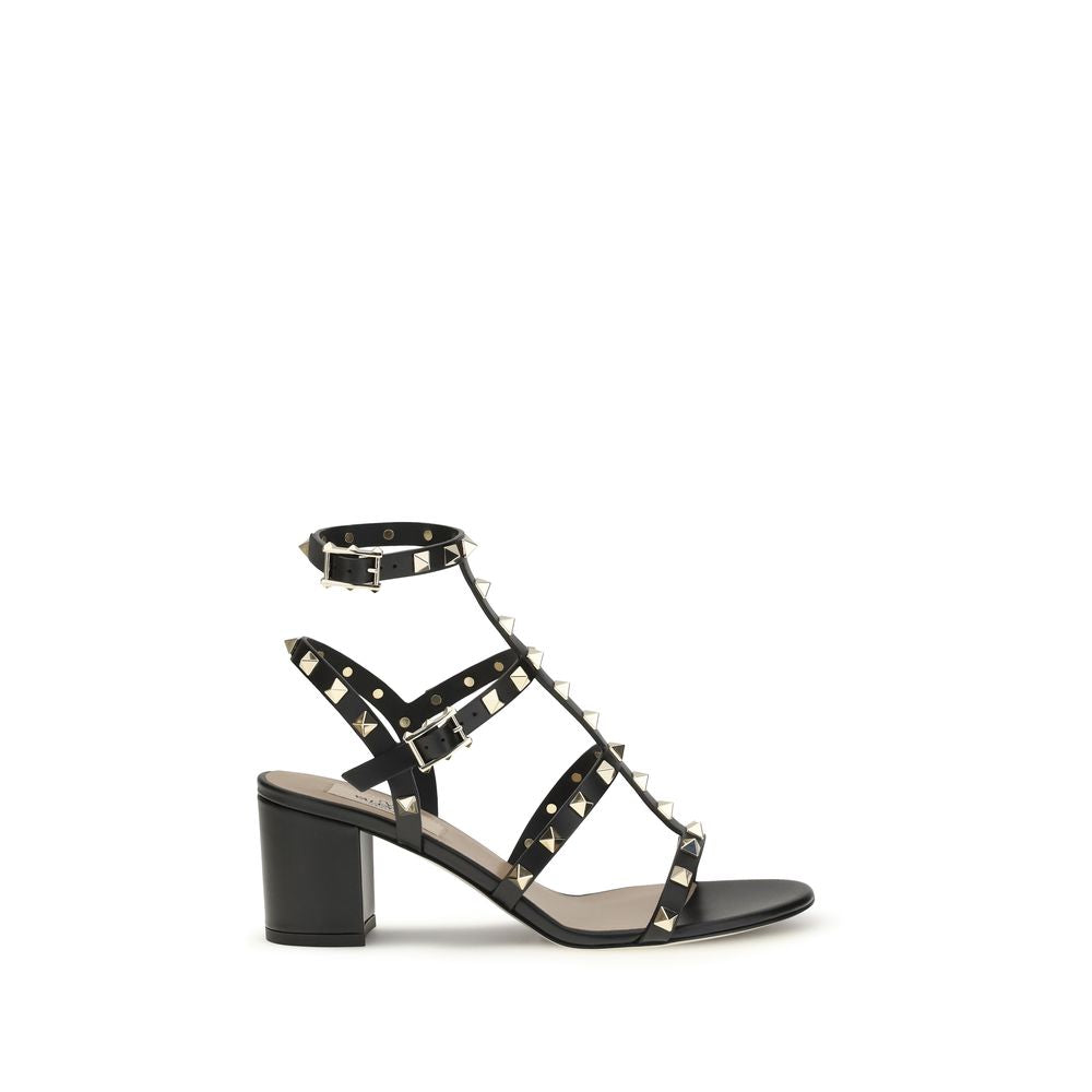 Black Calf Leather Bos Taurus Stiletto Heel Sandals