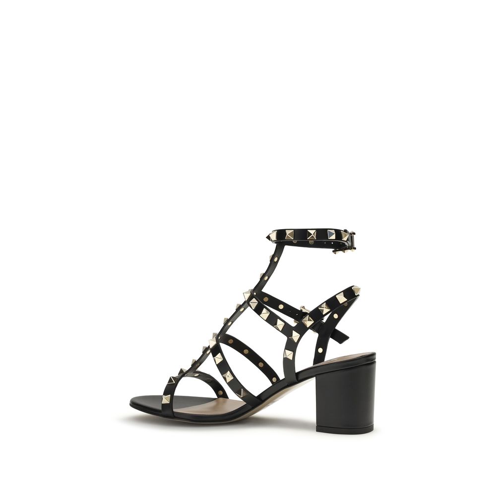 Black Calf Leather Bos Taurus Stiletto Heel Sandals
