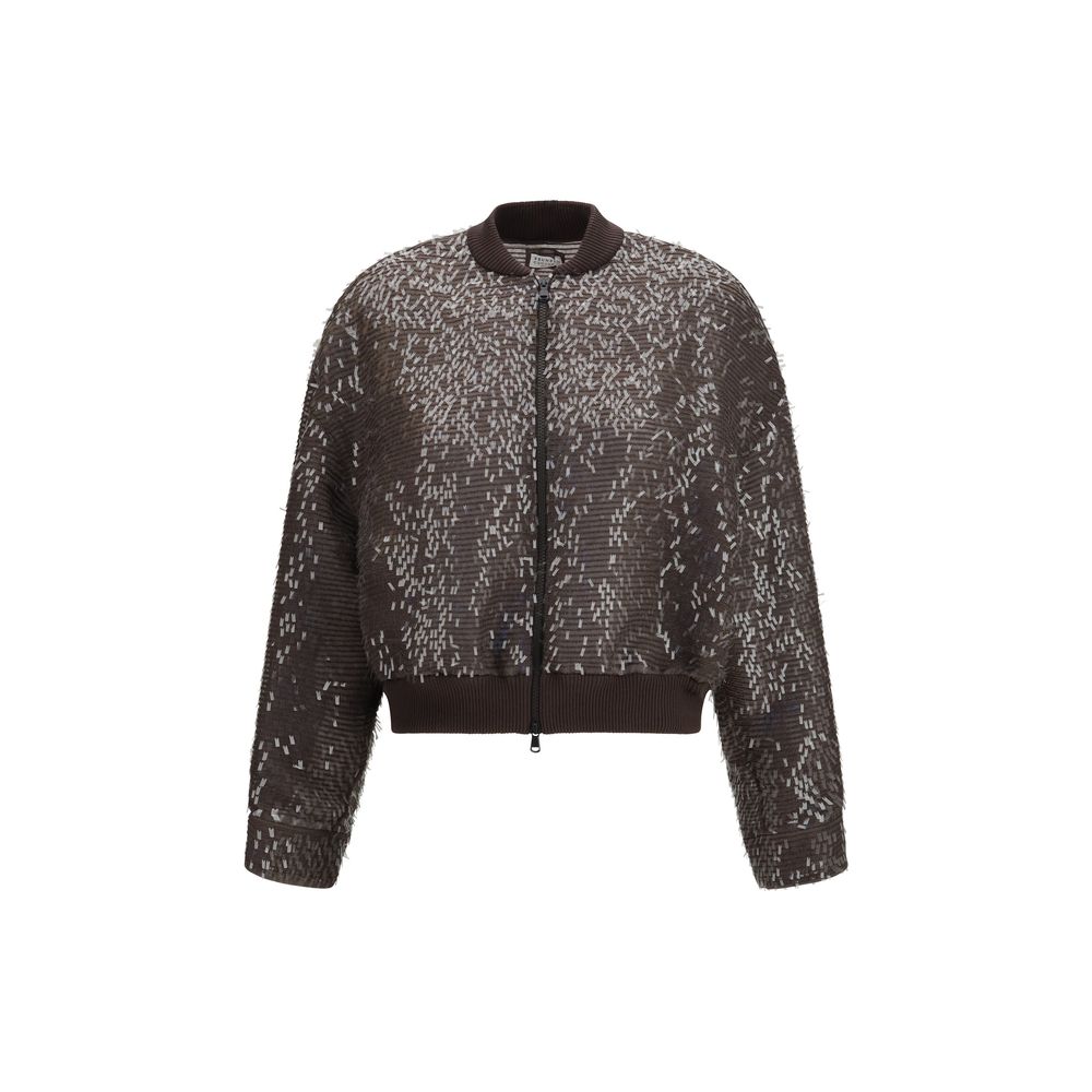 Brown Silk Bomber
