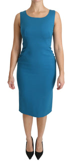 Blue Virgin Wool Casual Dress