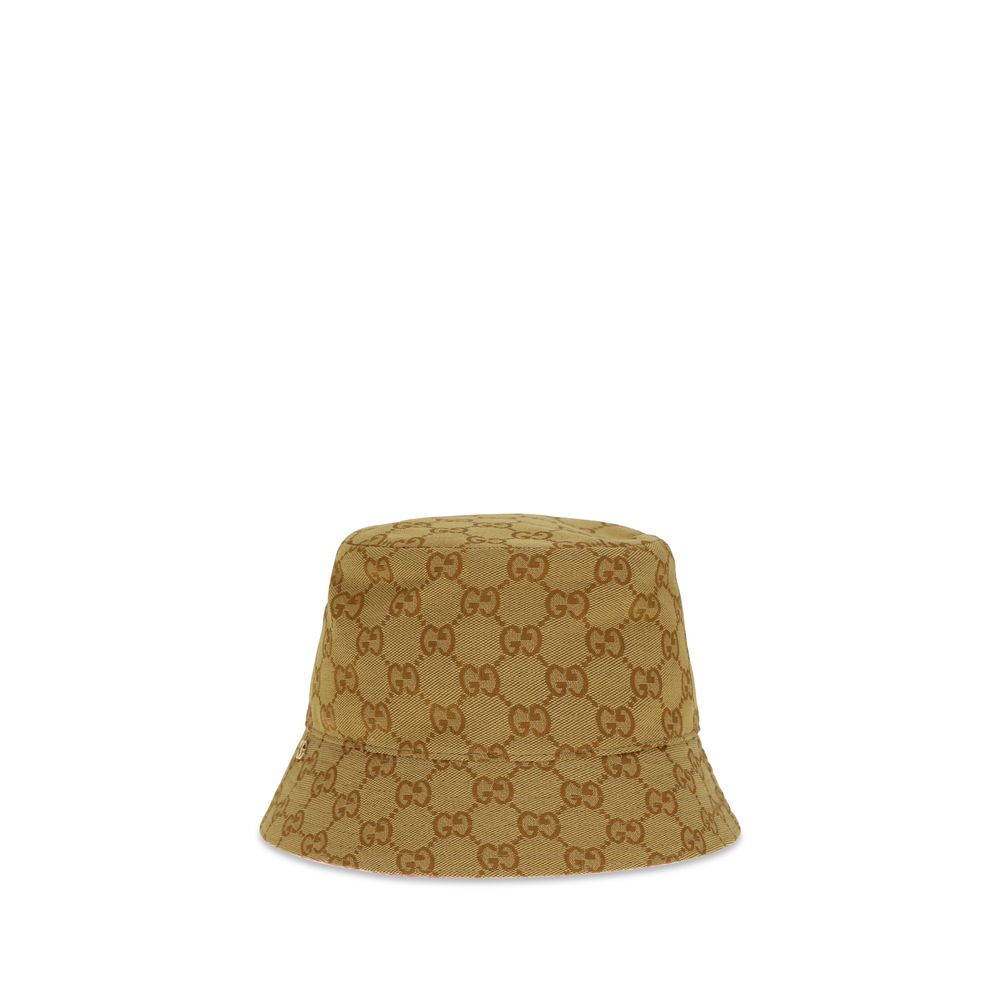 Beige Cotton Bucket Hat