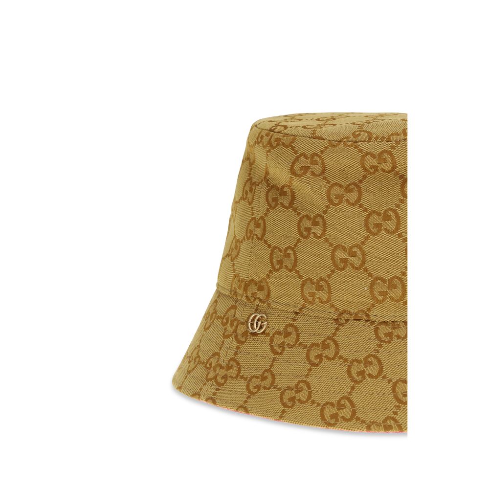 Beige Cotton Bucket Hat