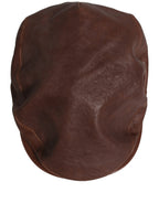 Men Brown Lamb Leather Newsboy Cloth Capello Hat