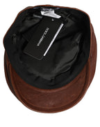 Men Brown Lamb Leather Newsboy Cloth Capello Hat