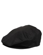 Men Black Cotton Stretch Newsboy Cloth Capello Hat