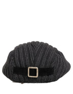Men Dark Gray Wool Knitted Newsboy Capello Hat