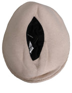 Women Beige Wool Knit Wide Brim Bucket Capello Hat