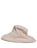 Women Beige Wool Knit Wide Brim Bucket Capello Hat