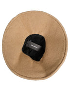 Women Brown Cotton Knit WideBrim Bucket Capello Hat