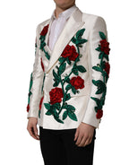 White Floral SICILIA Double Breasted Jacket