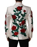 White Floral SICILIA Double Breasted Jacket