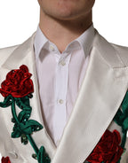 White Floral SICILIA Double Breasted Jacket