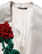 White Floral SICILIA Double Breasted Jacket