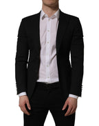 Black Polyester Single Breasted Blazer Jacket