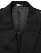 Black Wool Single Breasted Blazer Jacket