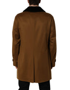 Brown Cashmere Mink Fur Men Overcoat Jacket