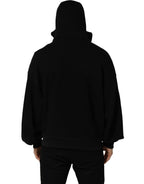 Black Cotton Men Hooded FullZip Bomber Jacket