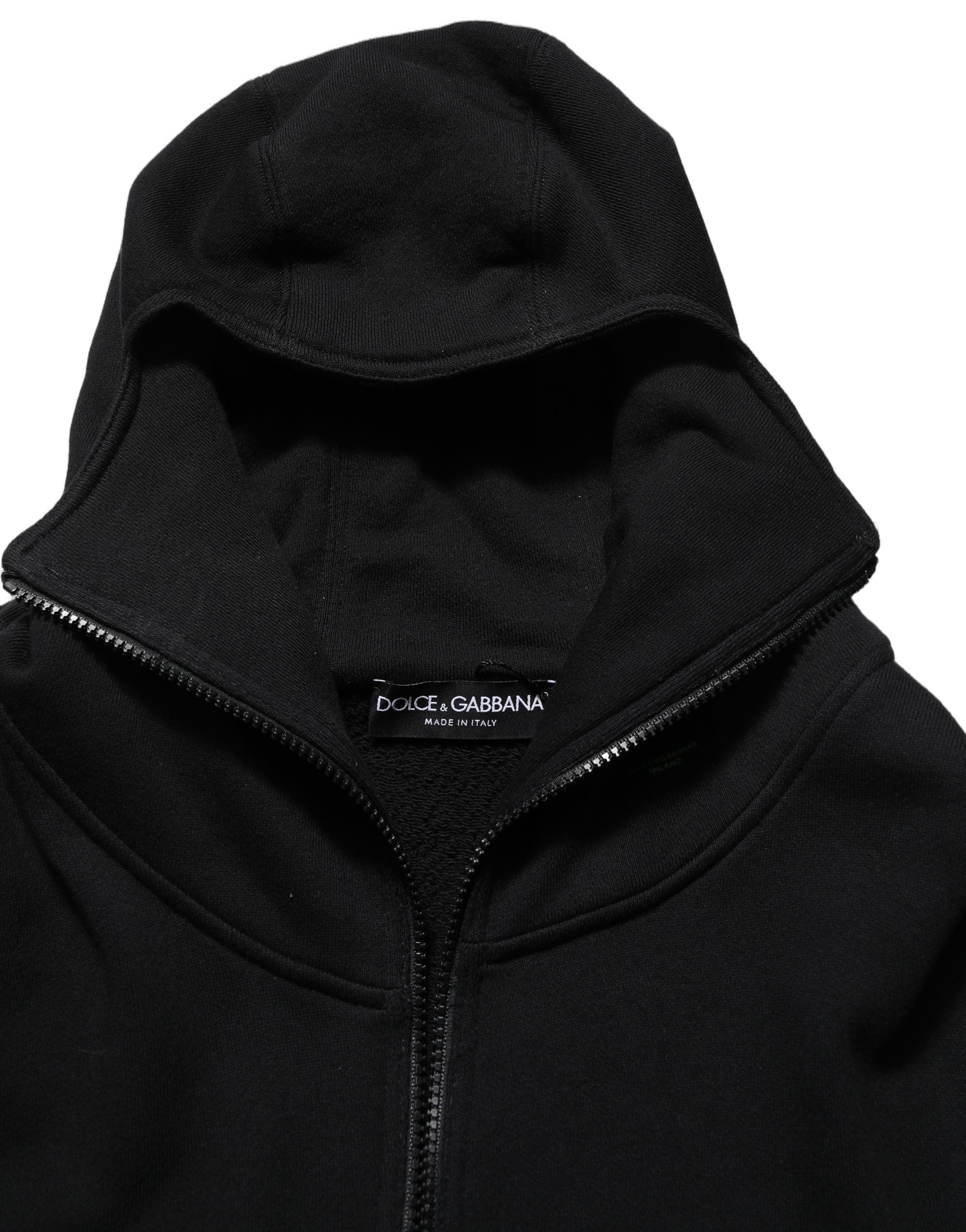 Black Cotton Men Hooded FullZip Bomber Jacket