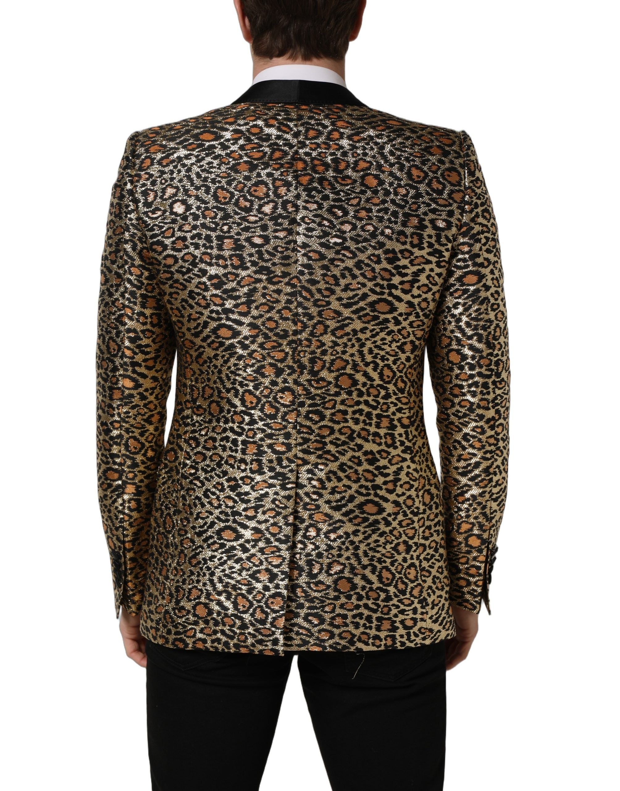 Gold Leopard Single Breasted Men Coat Jacket