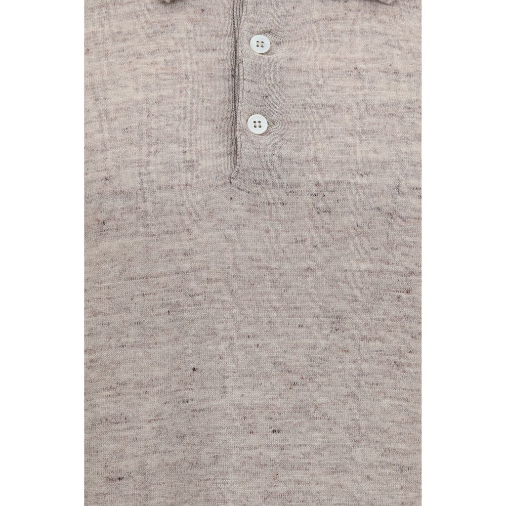 Beige Linen Polo Shirt