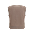 Beige Cashmere Sleeveles Sweater