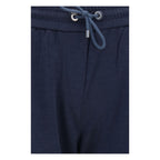Blue Polyamide Casual Pants