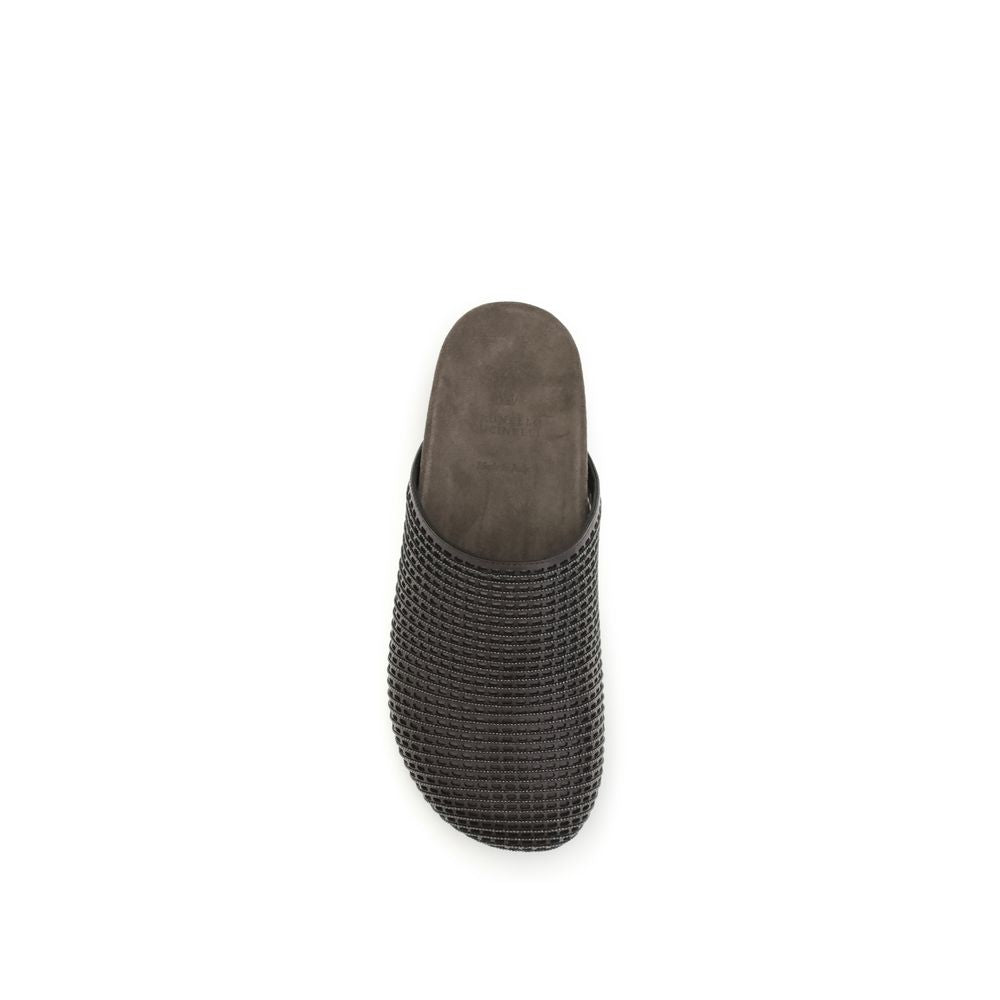 Brown Calf Leather Bos Taurus Slides
