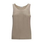 Beige Cashmere Sleeveles T-Shirt