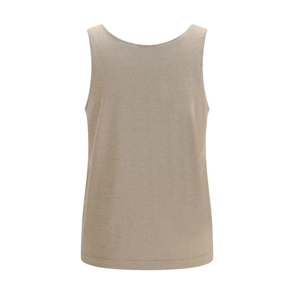 Beige Cashmere Sleeveles T-Shirt